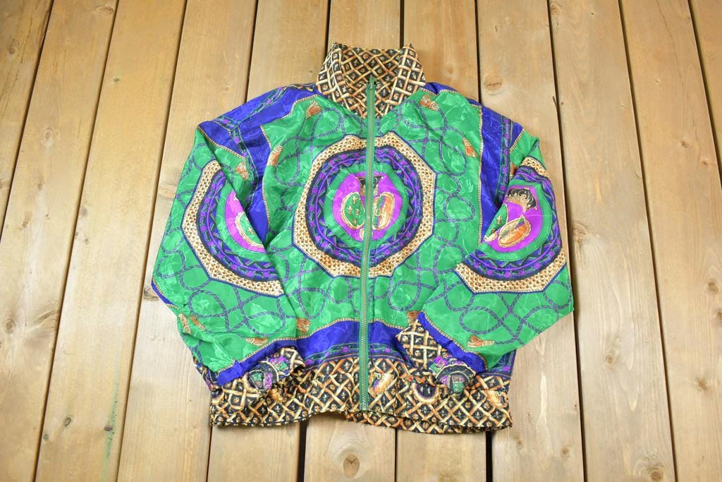 Vintage 1990s OSC Sport Fancy Italian Style Pattern Windbreaker Jacket