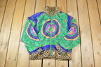 Vintage 1990s OSC Sport Fancy Italian Style Pattern Windbreaker Jacket