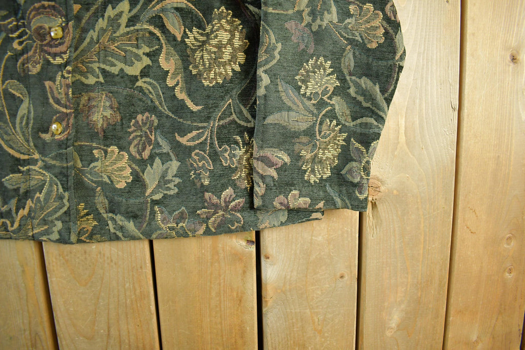 Vintage 1990s Coldwater Creek All Over Print Floral Tapestry Blazer Jacket Women's 1X