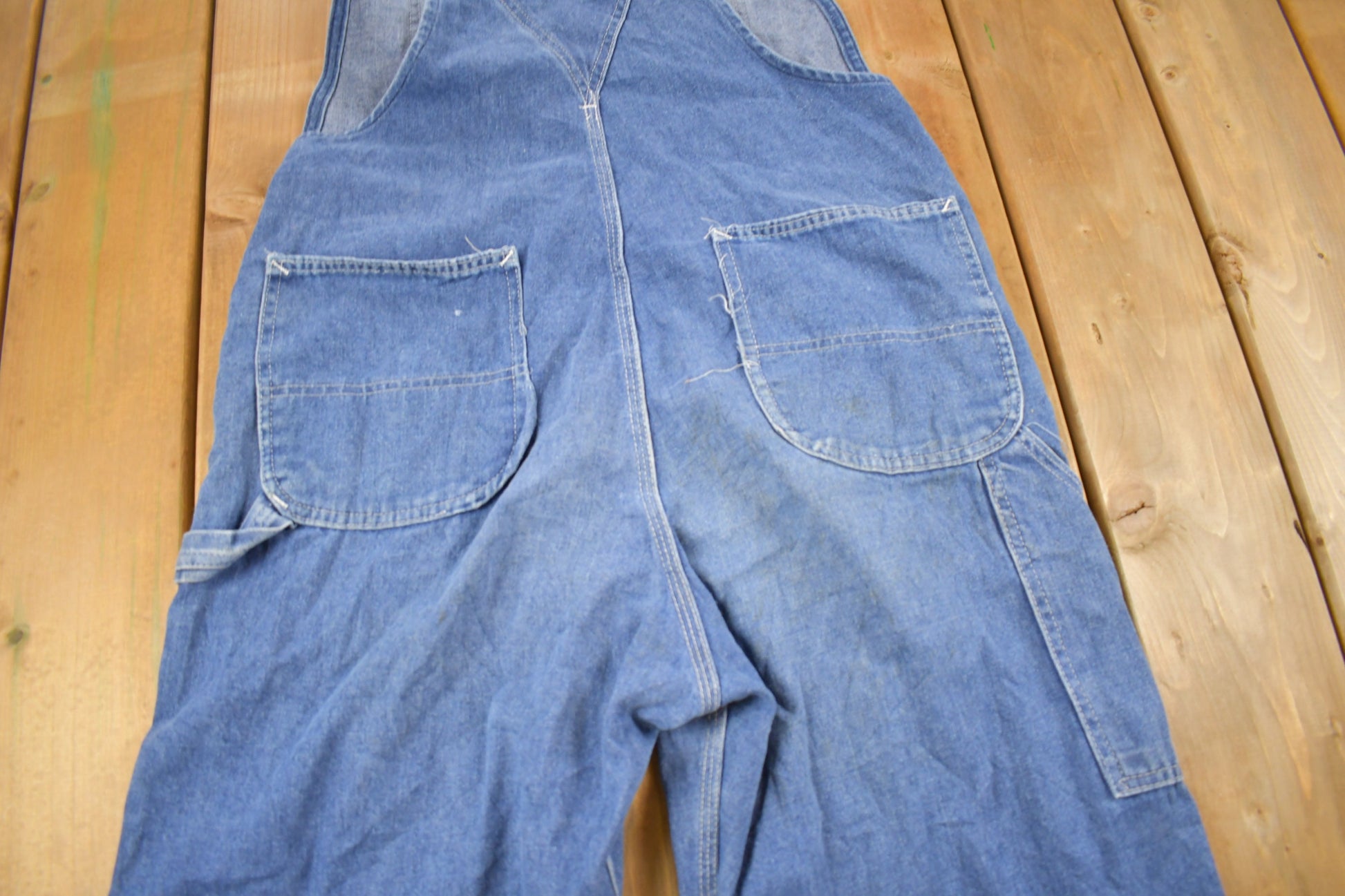 Vintage 1970s Sears Union Made Blue Denim Jean Overalls Size 36 x 29