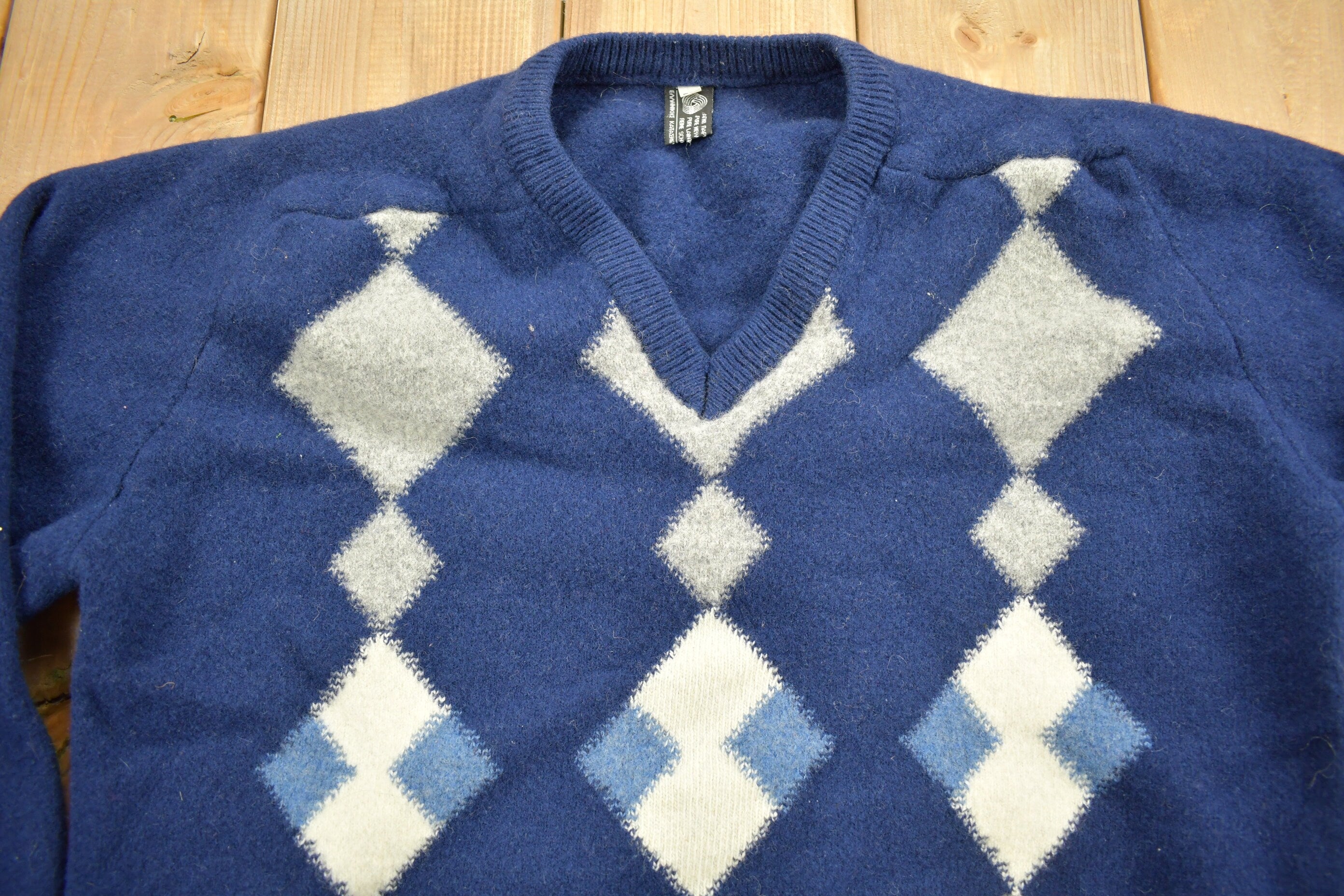 Vintage 1970s Argyle Crewneck Sweater