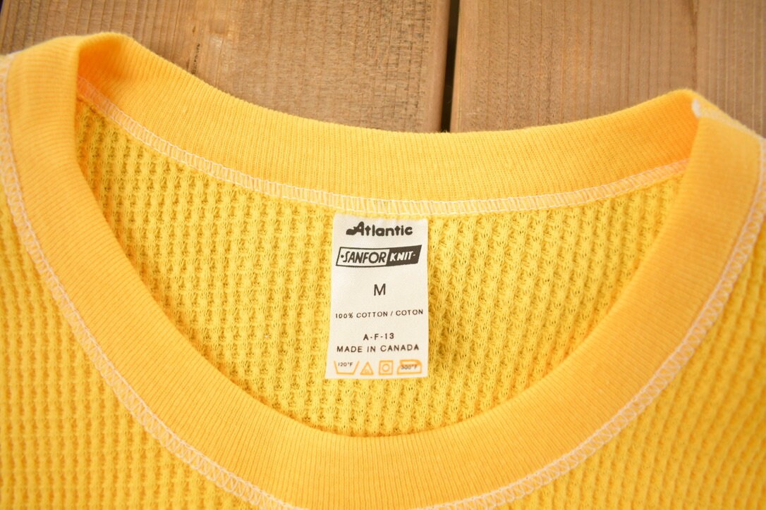 Vintage 1970s Deadstock Atlantic Sanfor Knit Thermal Yellow T Shirt / Vintage T Shirt / True Vintage / Deadstock / 70s / Made In Canada