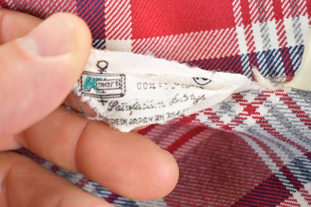 Vintage 1970s Kmart Red Plaid Flannel Button Up Shirt Mens XS  1990s Button Up  Vintage Flannel  Plaid Shirt  Button Down