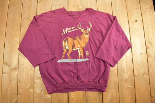 Vintage 1990s Deer Graphic Crewneck  Souvenir  Vintage Sweatshirt  Outdoorsman  Wilderness Sweatshirt  Quarter Sleeve  Made In USA