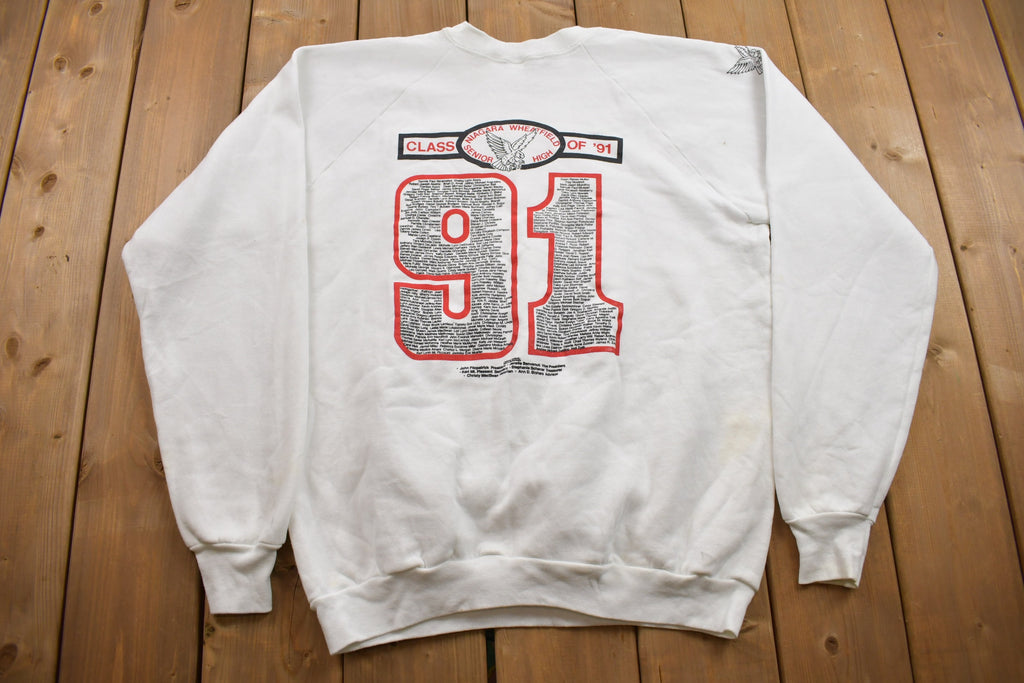Vintage 1991 High School Graduation Senior Class Graphic Crewneck Sweatshirt