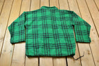 Vintage 1980s LL Bean Green Buffalo Plaid Wool Button Up Shirt