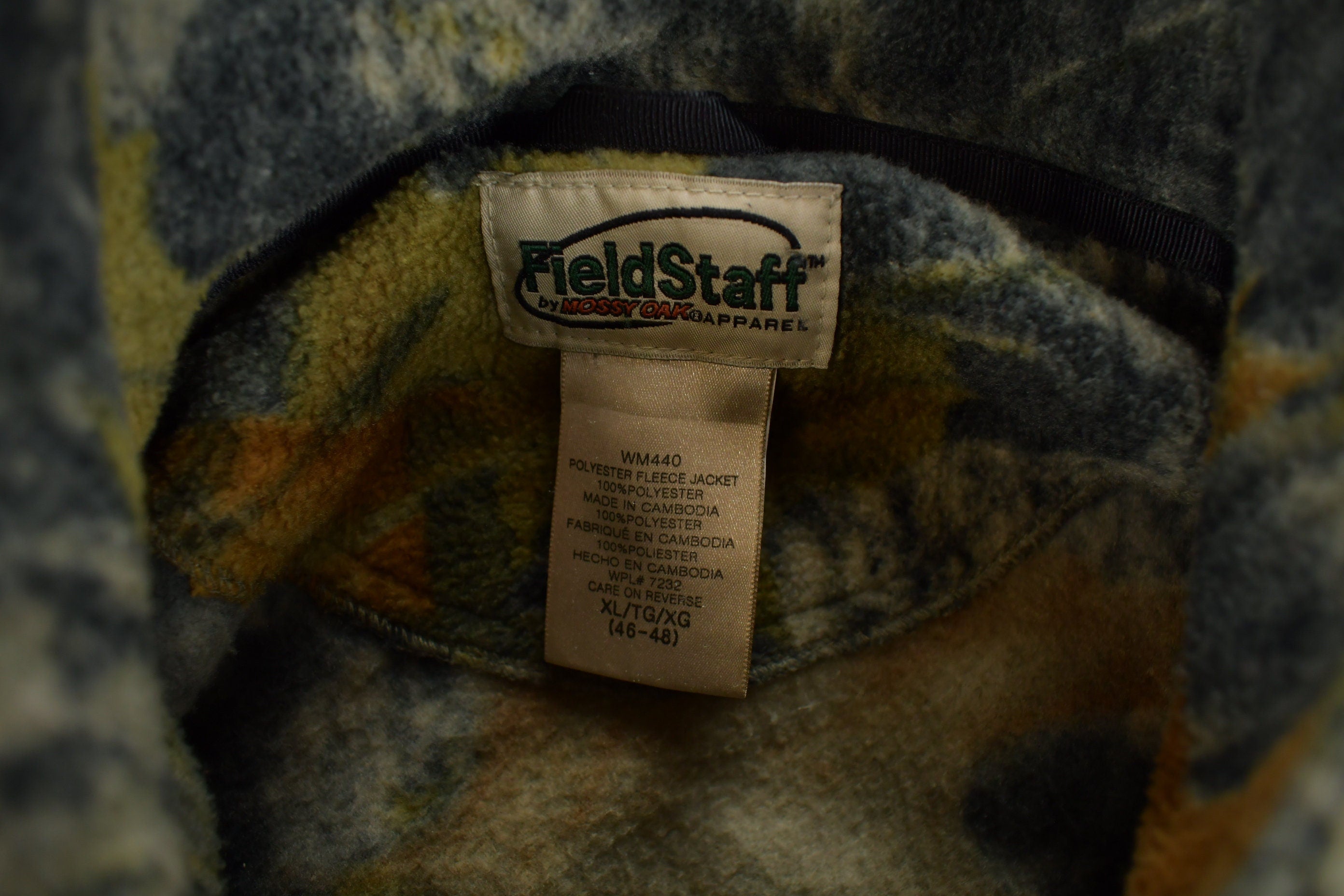 Vintage 1990s Field Staff Real Tree Camo Fleece Zip Up Sweater Size XL