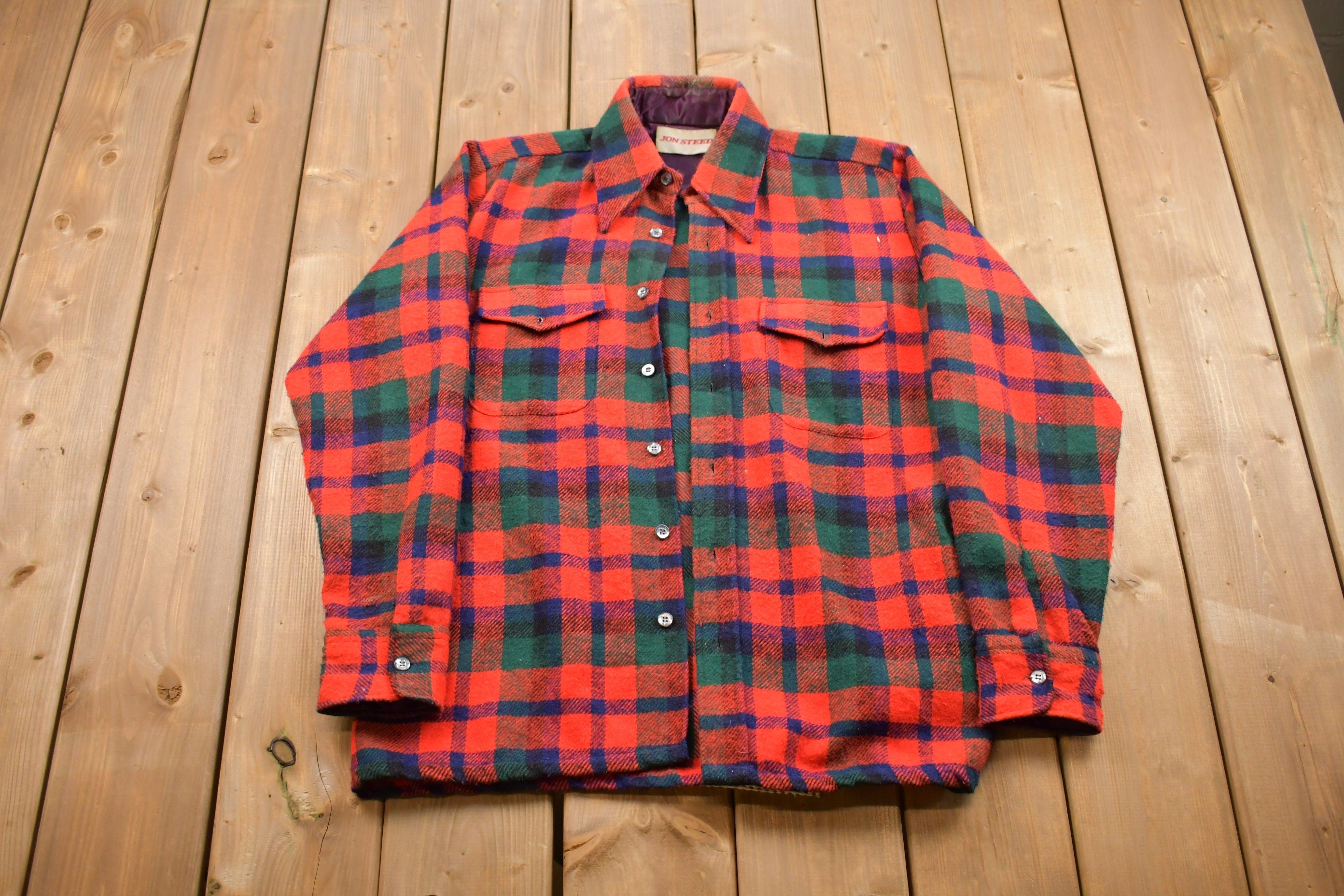 Vintage 1990s John Steed Lined Plaid Button Up Shirt