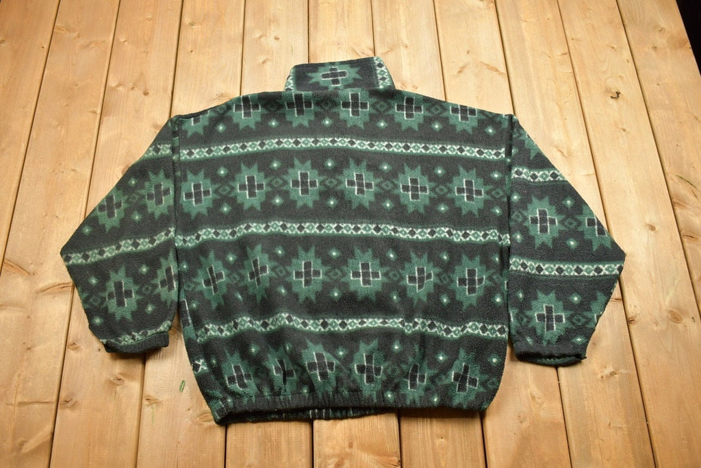 Vintage 1990s Abstract Quarter Zip Fleece Sweater