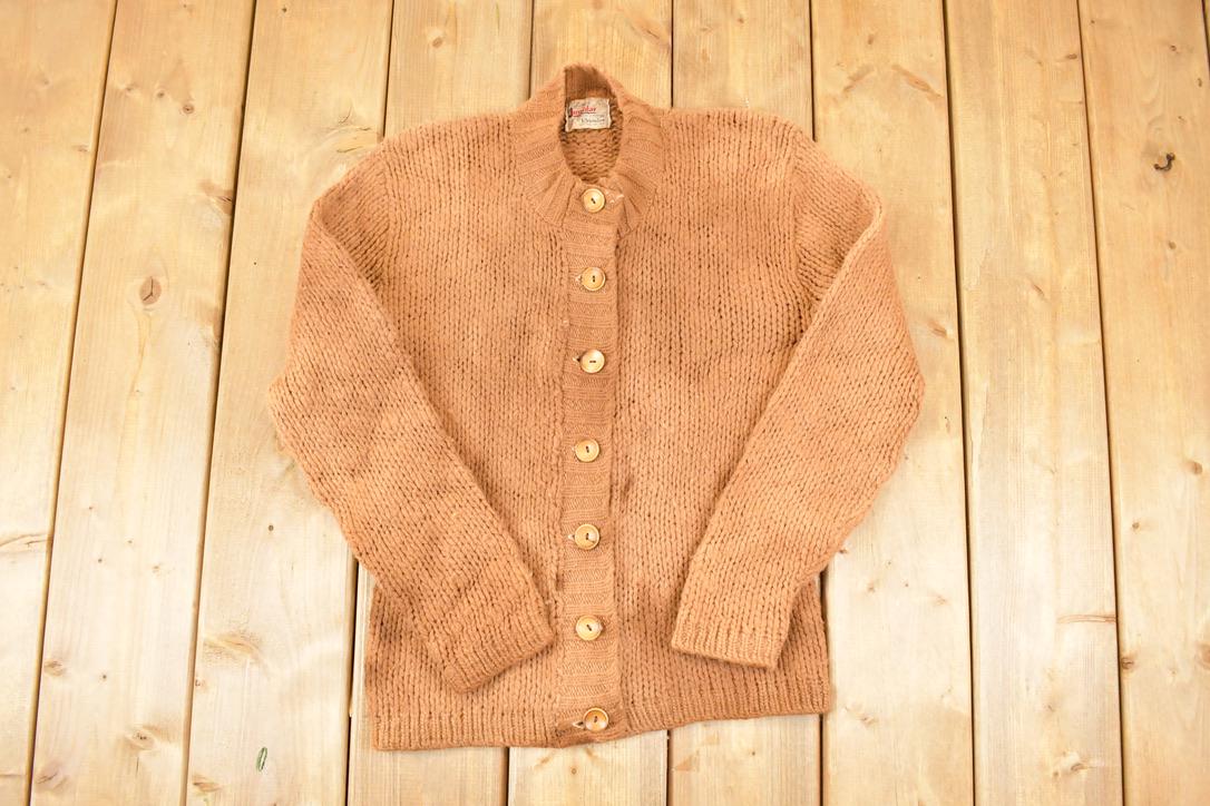 Vintage 1960s Jumblar Hand Shaped Wool Knit Cardigan Sweater Men's S