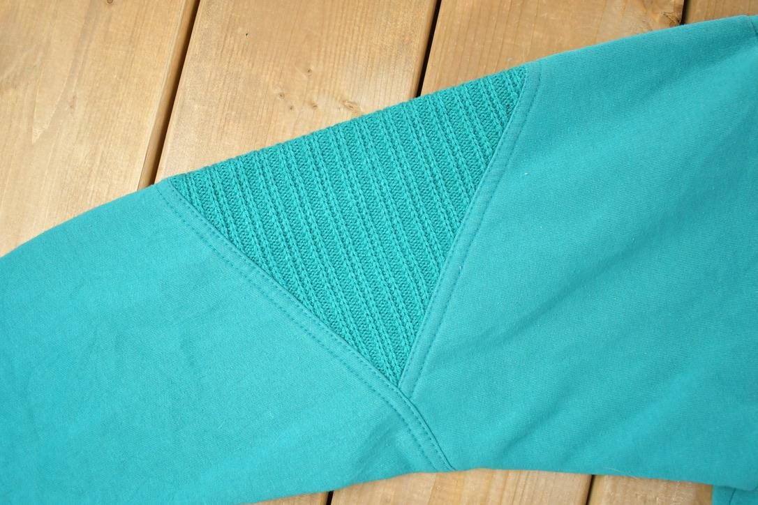 Vintage 1990s Blank Fancy Quarter Button Collared Crewneck Sweatshirt