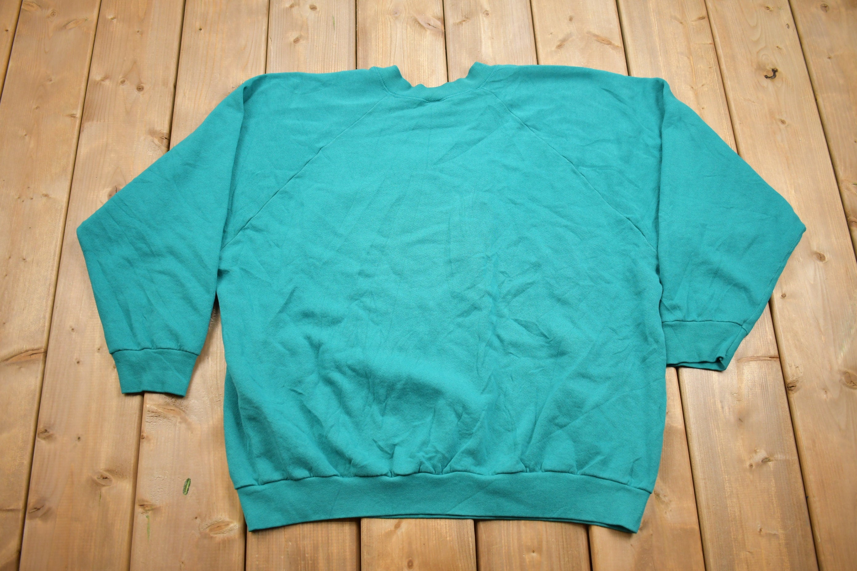 Vintage 1990s Blank Turquoise Crewneck Sweatshirt