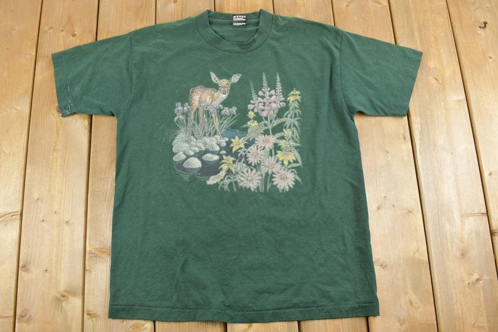 Vintage 1990s Deer Theme Graphic T-Shirt