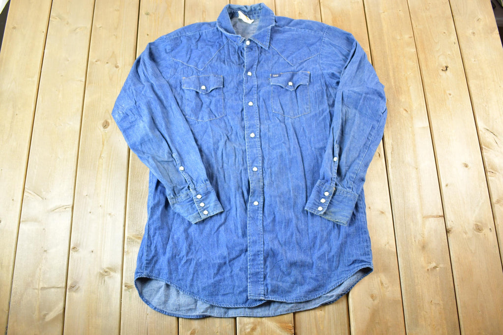 Vintage 1970 Key Denim Button Up Shirt Men's XL