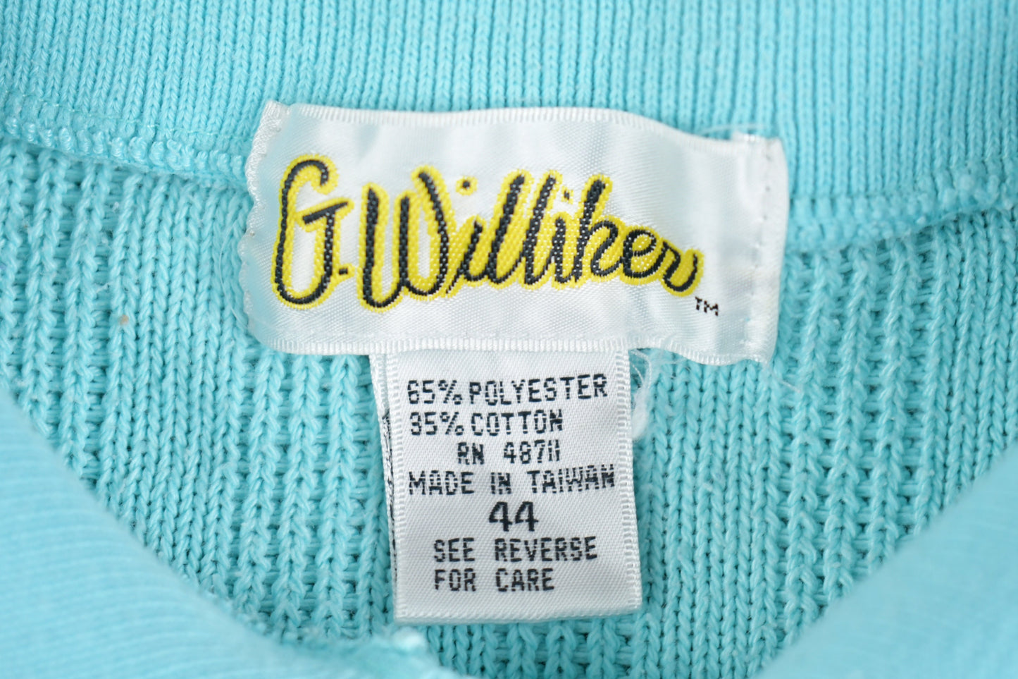 Vintage 1980s G Williker Polo Sweatshirt / Collared Crewneck Sweater / 80s Pullover Sweatshirt / Blue