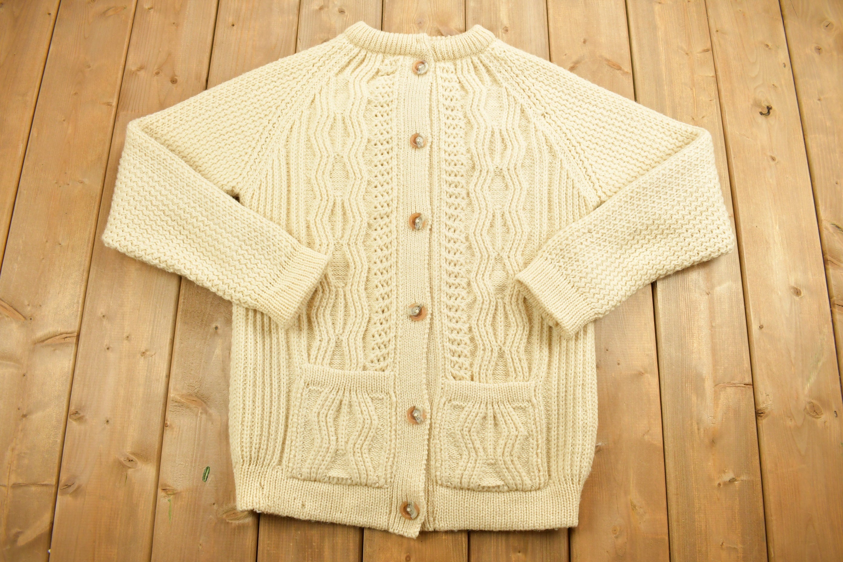 Vintage 1990s Lady Lorna Wool Knitted Cardigan Sweater