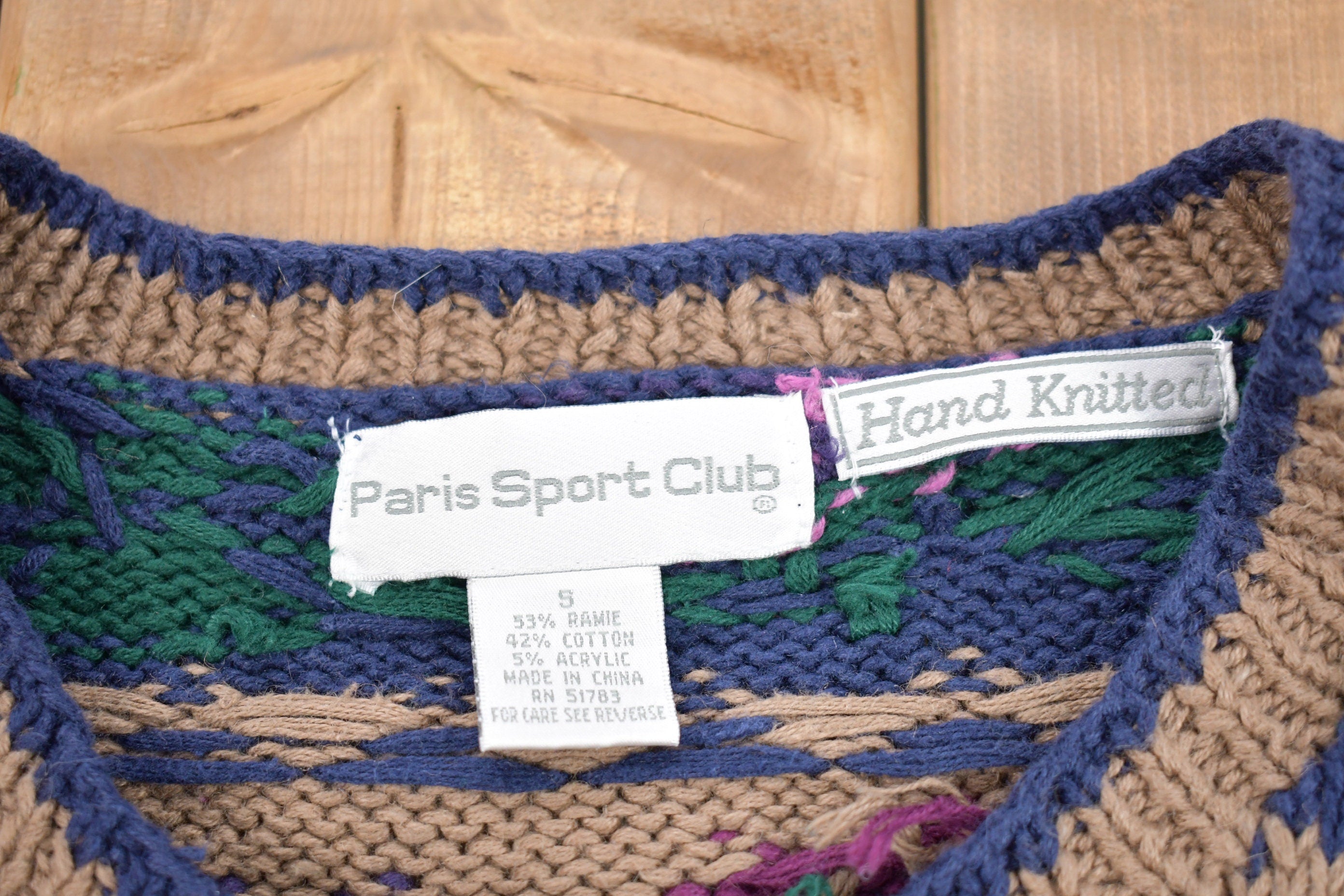 Vintage 1990s Paris Sport Club Floral Knitted Cardigan