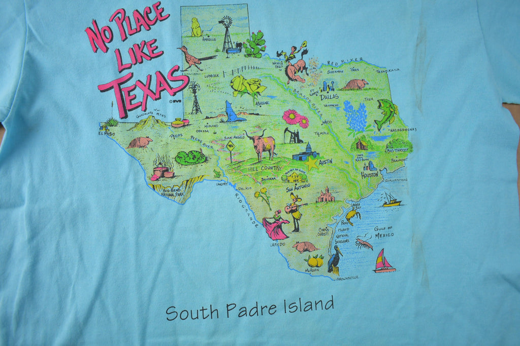 Vintage 1990s No Place Like Texas South Padre Island Souvenir Travel T Shirt Made In USA