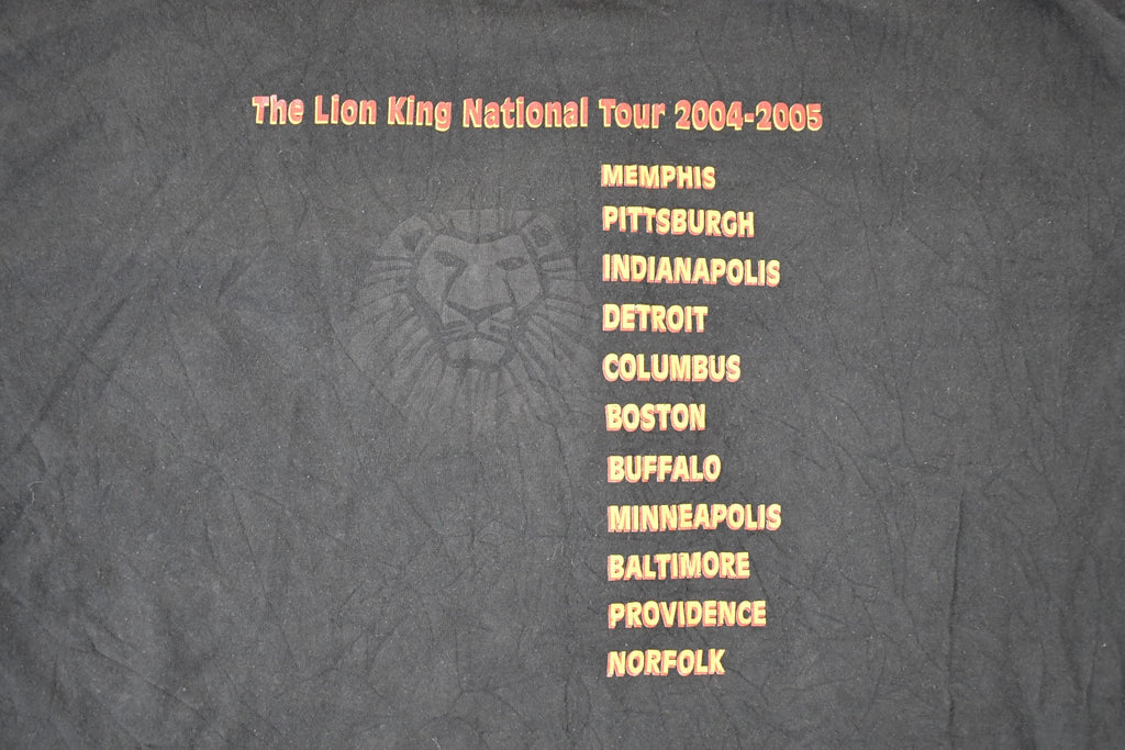 Vintage Y2K Disney The Lion King Broadway Tour Souvenir Travel T-Shirt Men's XL