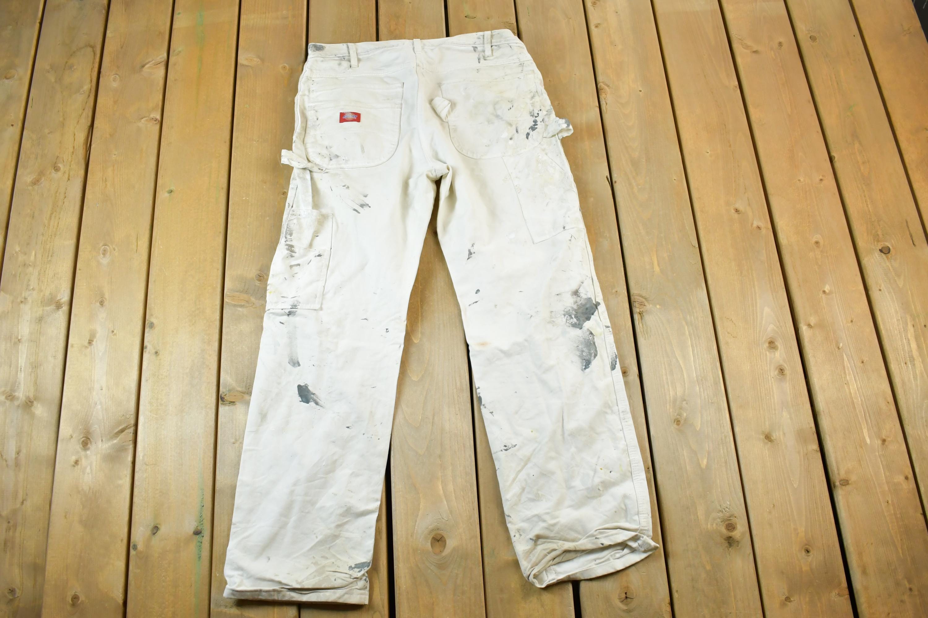 Vintage 1990's Dickies White Painters Jeans Size 34x32