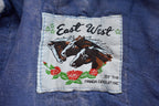 Vintage 1990s East West Denim Jean Jacket  leather Accents  Vintage Denim  Streetwear  Vintage Fall Outerwear  Fall Jacket  90s denim
