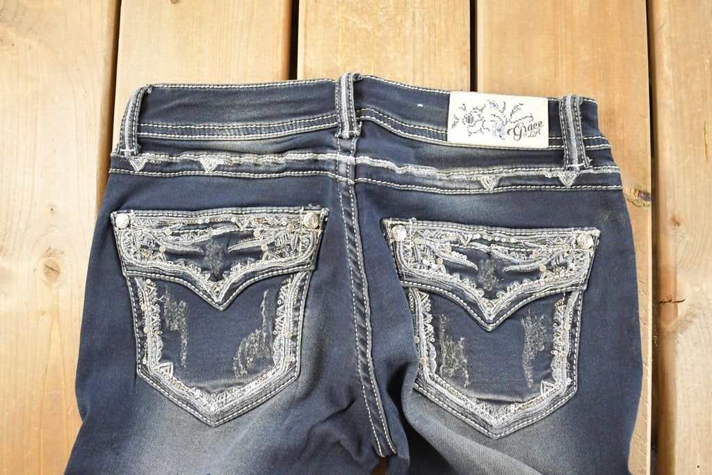 Vintage Deadstock Y2K Grace LA Bedazzled Low Rise Jeans Women's Size 27 x 32