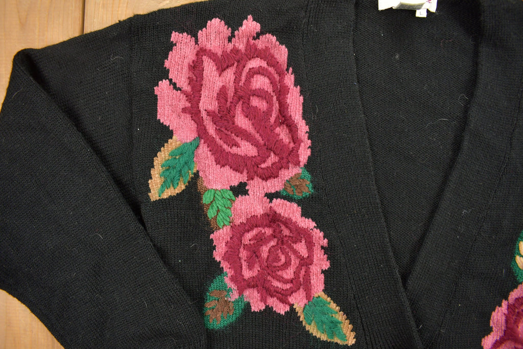 Vintage 1990s Courtney Rhodes Floral Cardigan Sweater