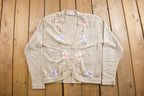 Vintage 1990s Floral Pattern Cardigan Sweater