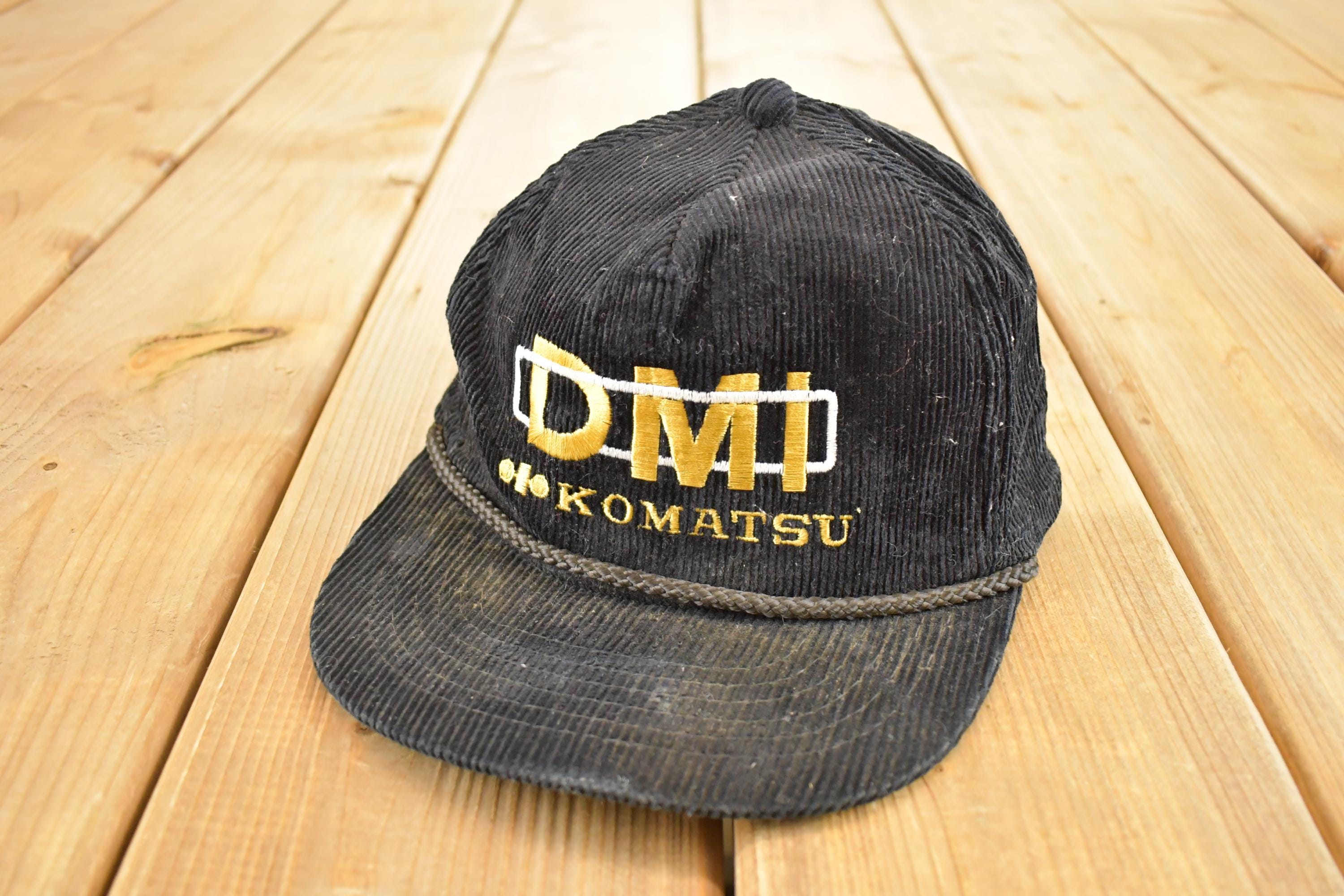Vintage 1980s DMI Komatsu Corduroy Snapback Hat