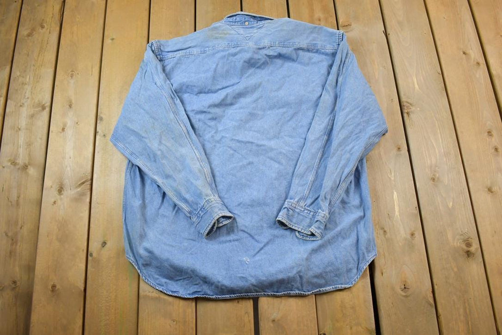 Vintage 1990s Tommy Hilfiger Denim Blank Button Up Shirt