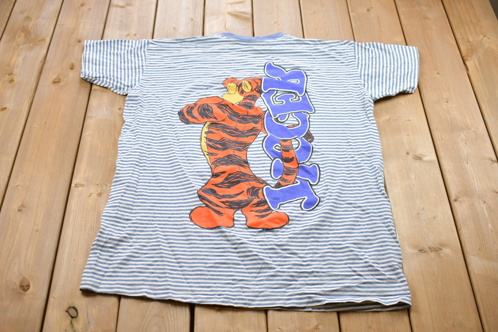 Vintage 1990s Tigger The Disney Store Striped Graphic T-Shirt 90s Streetwear