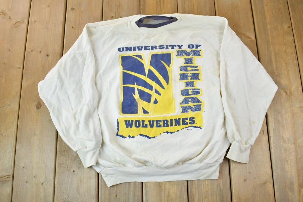 Vintage 1990s University Of Michigan Wolverines Double Collar Collegiate Crewneck