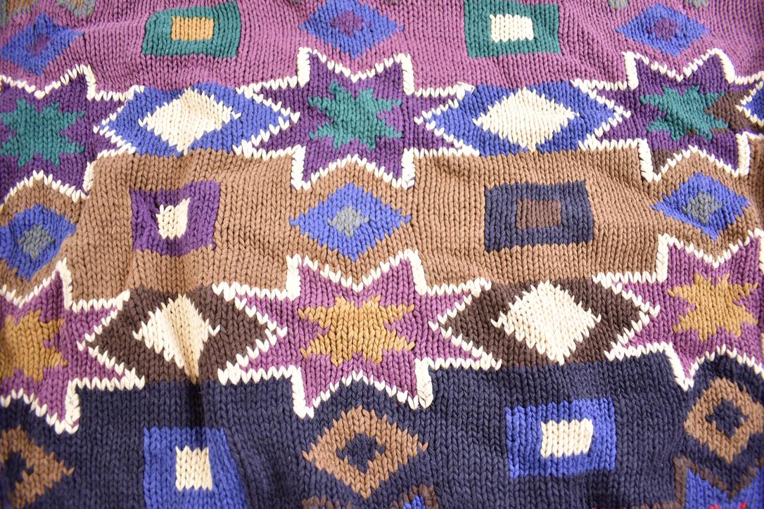 Vintage 1980s Tanner Country Abstract Pattern Knit Crewneck Sweater