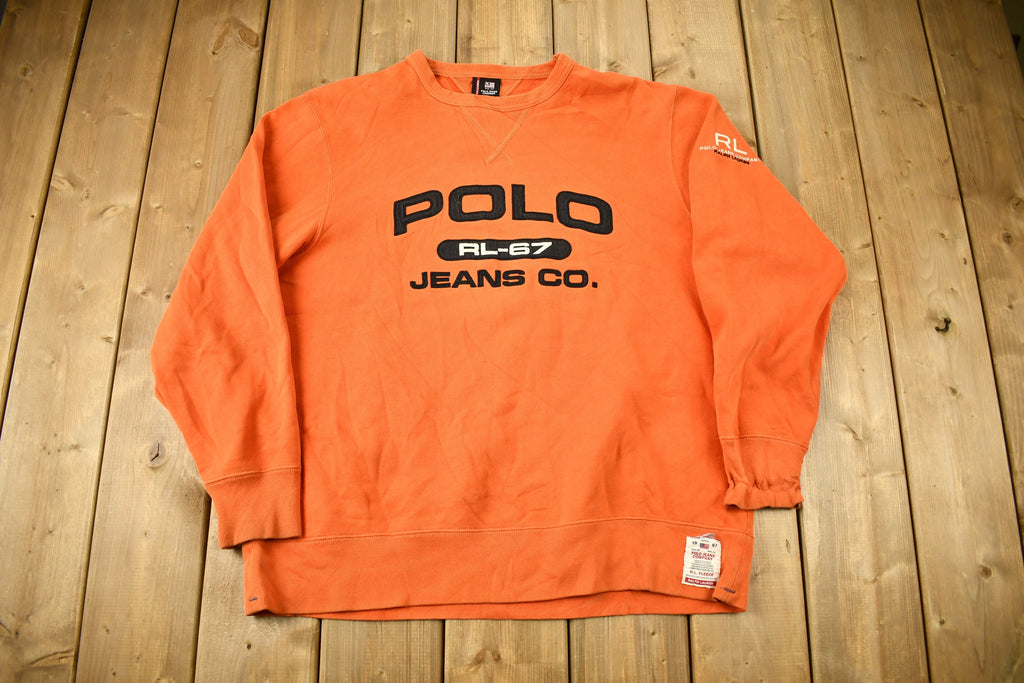 Vintage 1990s Polo Jeans Co Orange Crewneck Sweatshirt