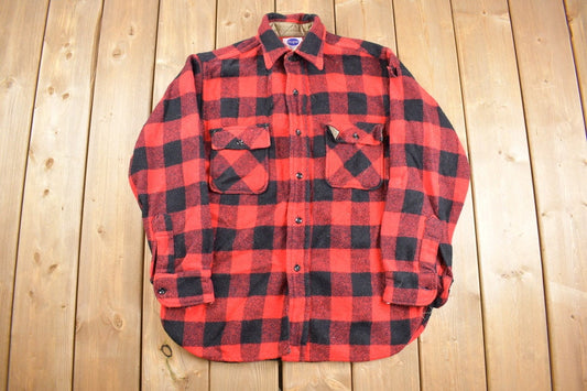 Vintage 1970s Pilgrim Buffalo Plaid Button Up Shirt / 1970s Button Up / Vintage Flannel / True Vintage