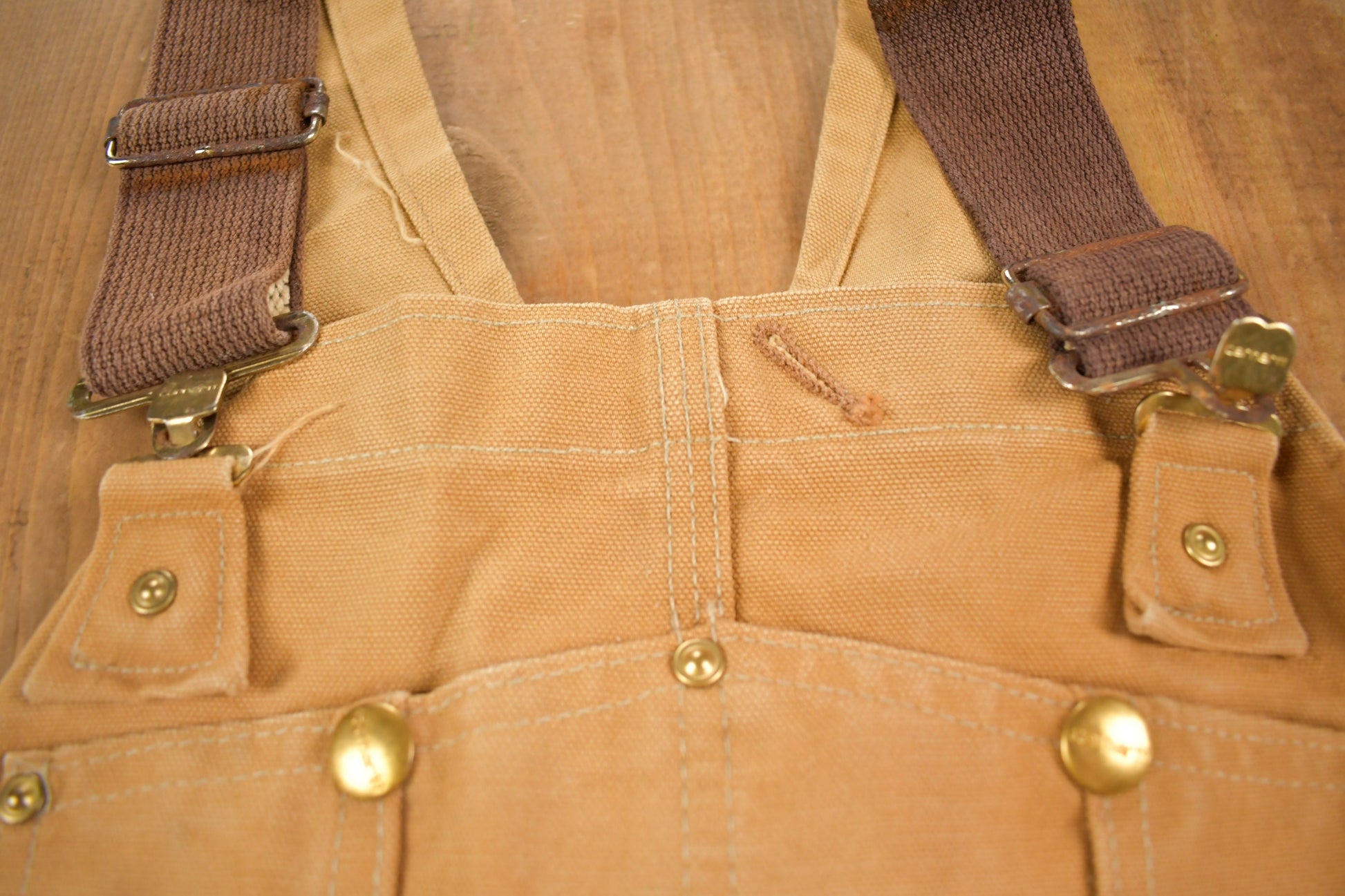Vintage 1980s Carhartt Beige Canvas Double Knee Overalls Size 40 x 30