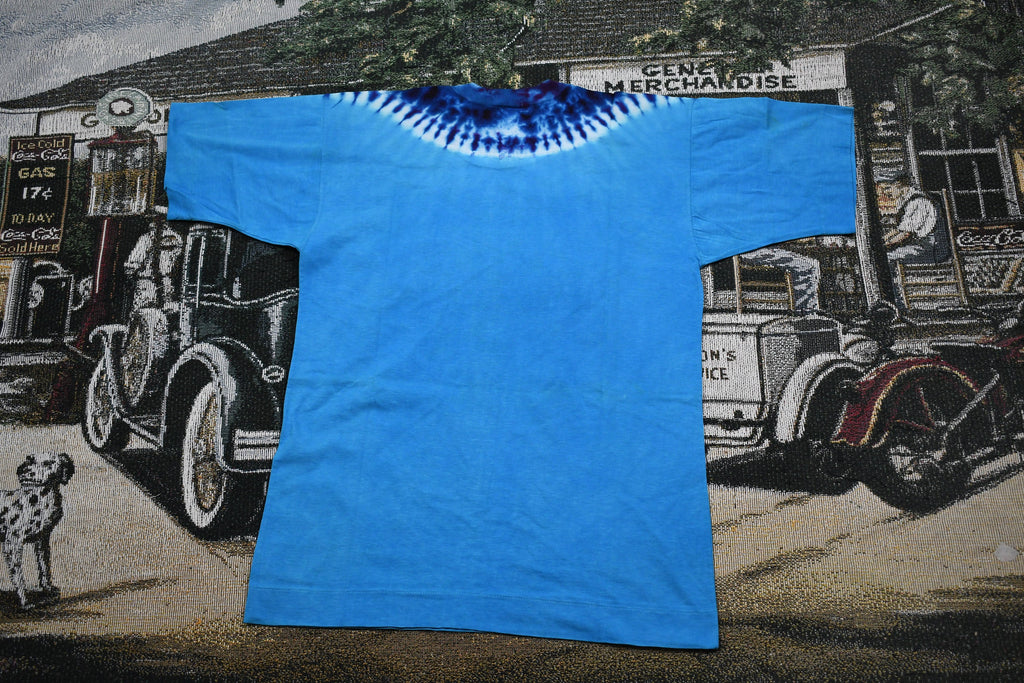 Vintage 1990s Blue Tie Dye Graphic T Shirt