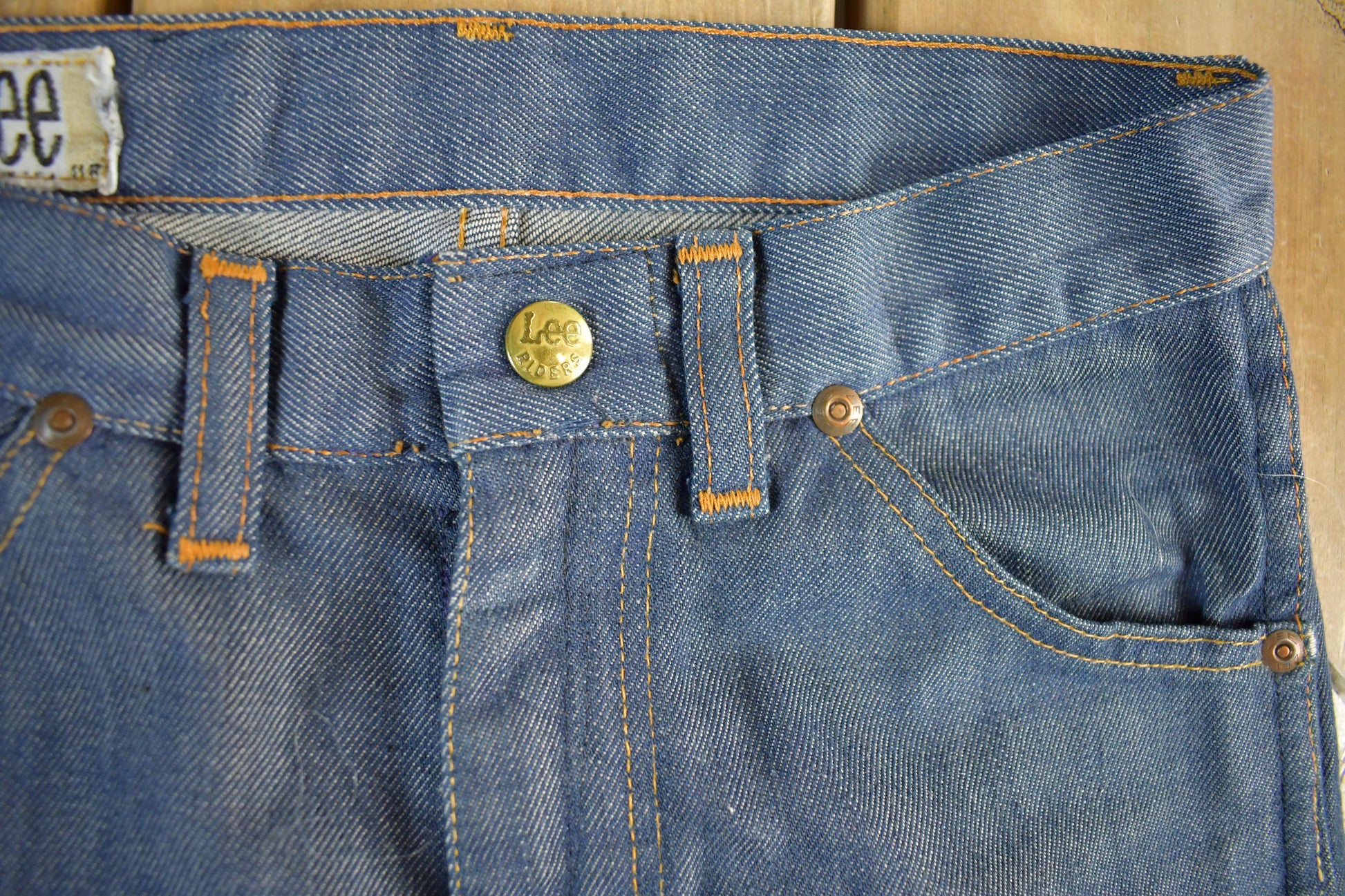 Vintage 1960s 1970s Lee Distressed Denim Jeans Youth 24 x 23.5