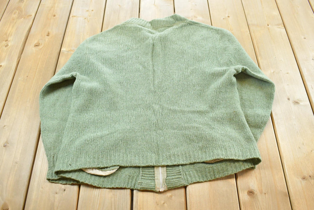 Vintage 1960s Pilgrim Sears Roebuck Wool Knit Zip Up Cardigan Sweater Womens Large /
