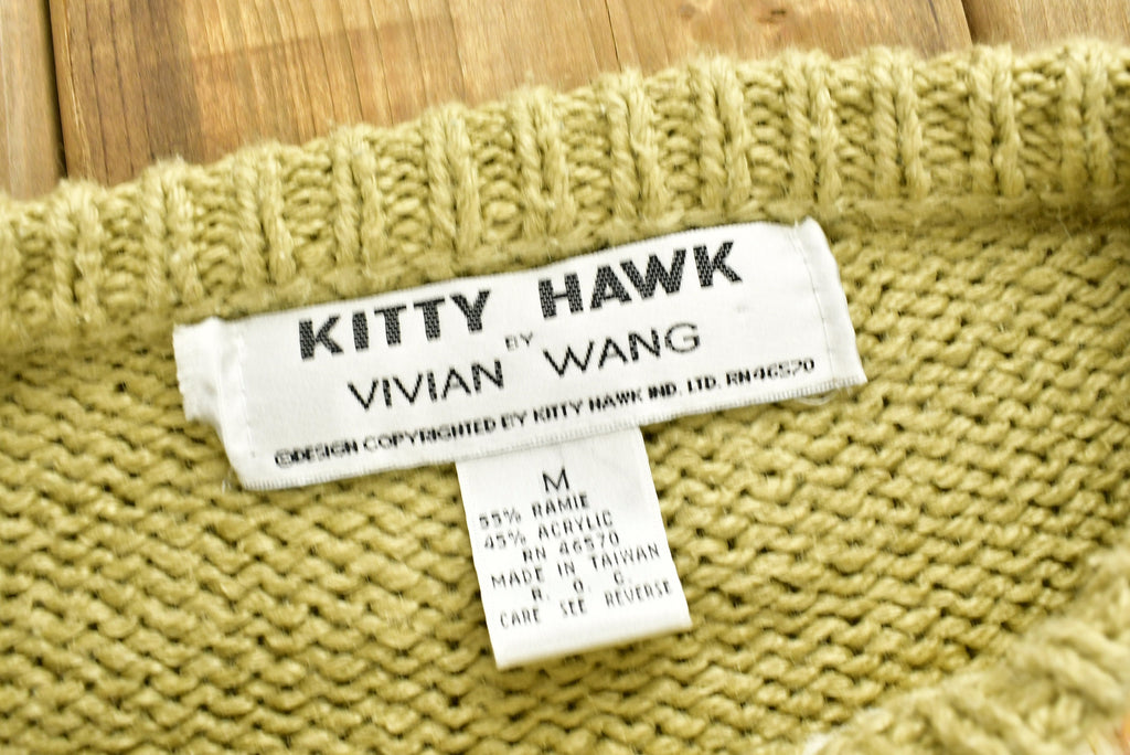 Vintage 90's Kitty Hawk Crochet Knit Sweater