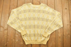 Vintage 1990s Pale Yellow Jantzen Knit Sweater / Vintage 90s Crewneck / Made in USA / Casual Winter Wear / Pullover Sweatshirt