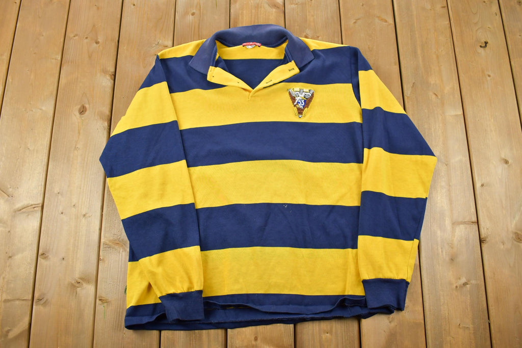 Vintage 1990s Cia Striped Rugby Style Quarter Button Up Shirt