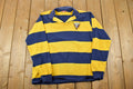 Vintage 1990s Cia Striped Rugby Style Quarter Button Up Shirt