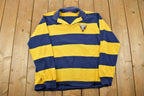 Vintage 1990s Cia Striped Rugby Style Quarter Button Up Shirt
