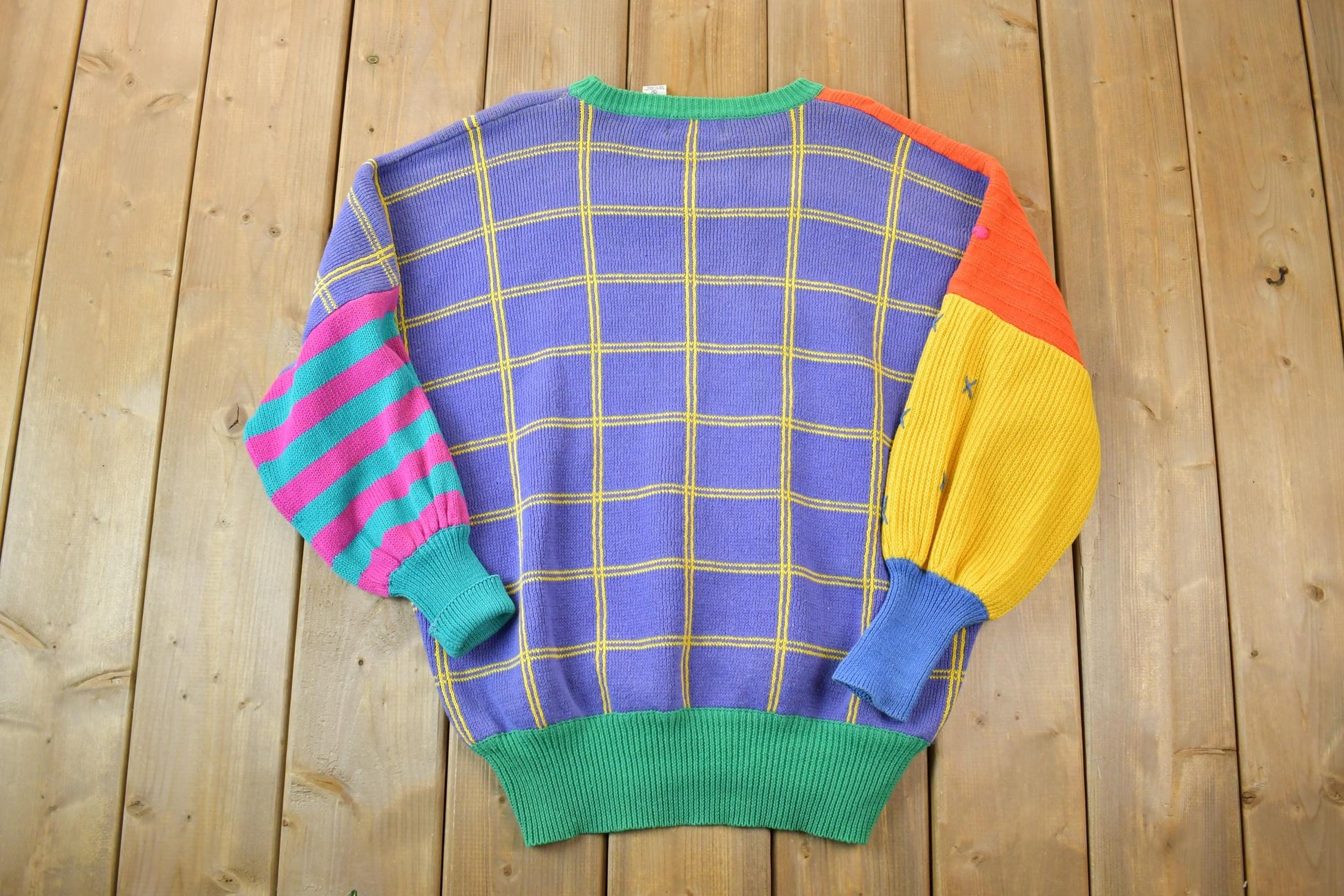 Vintage 1990s Bonnie Boerer PRET Knit Crewneck Colour Block Sweater