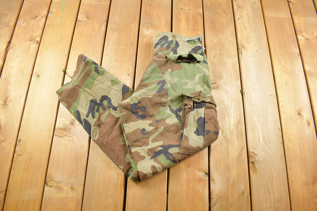Vintage Army Woodland Camouflage Cargo Pants Size 34 x 29