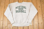 Vintage Y2K Mustang Baseball Embroidered Heavyweight Crewneck Sweatshirt Men's XL