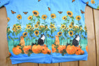 Vintage 1990s Cute Farm Cats Theme Button Up Sweater /
