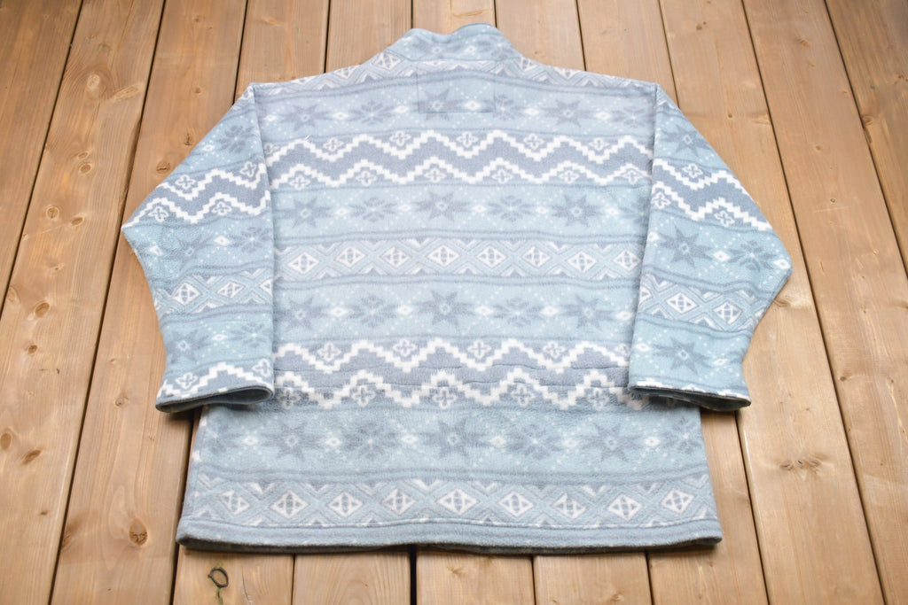 Vintage 1990s Pastel Blue Zip Up Fleece Sweater