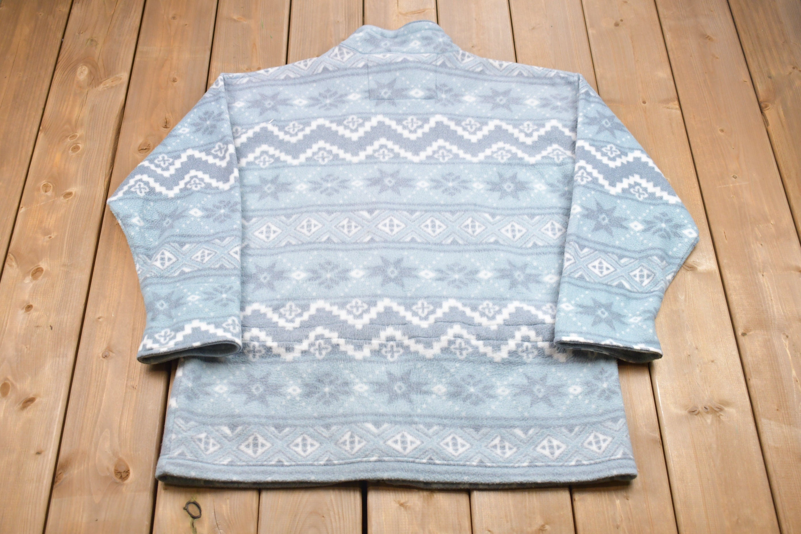 Vintage 1990s Pastel Blue Zip Up Fleece Sweater